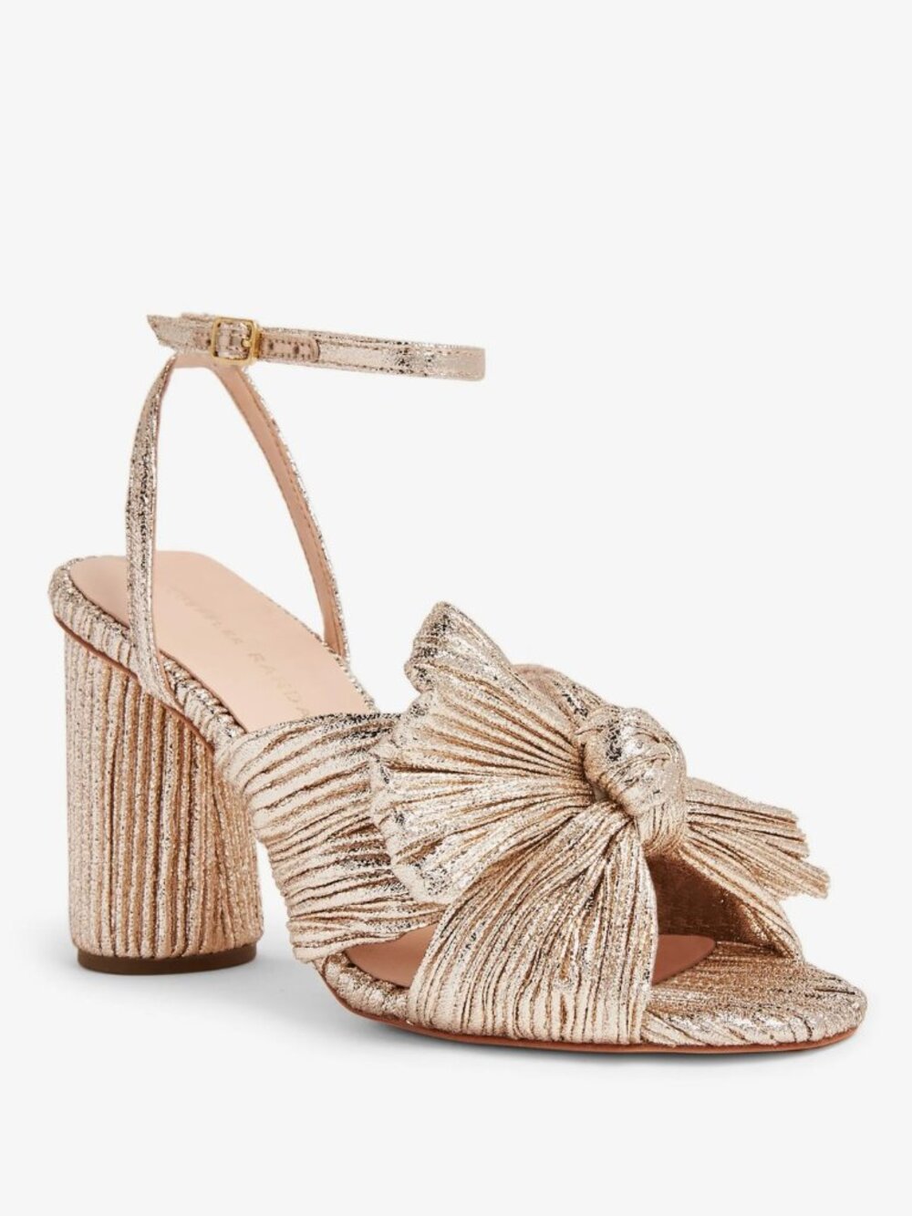 $380 Loeffler Randall Camellia Criss Cross Knotted Sandal BLOCK GOLD 7.5 (DD19)